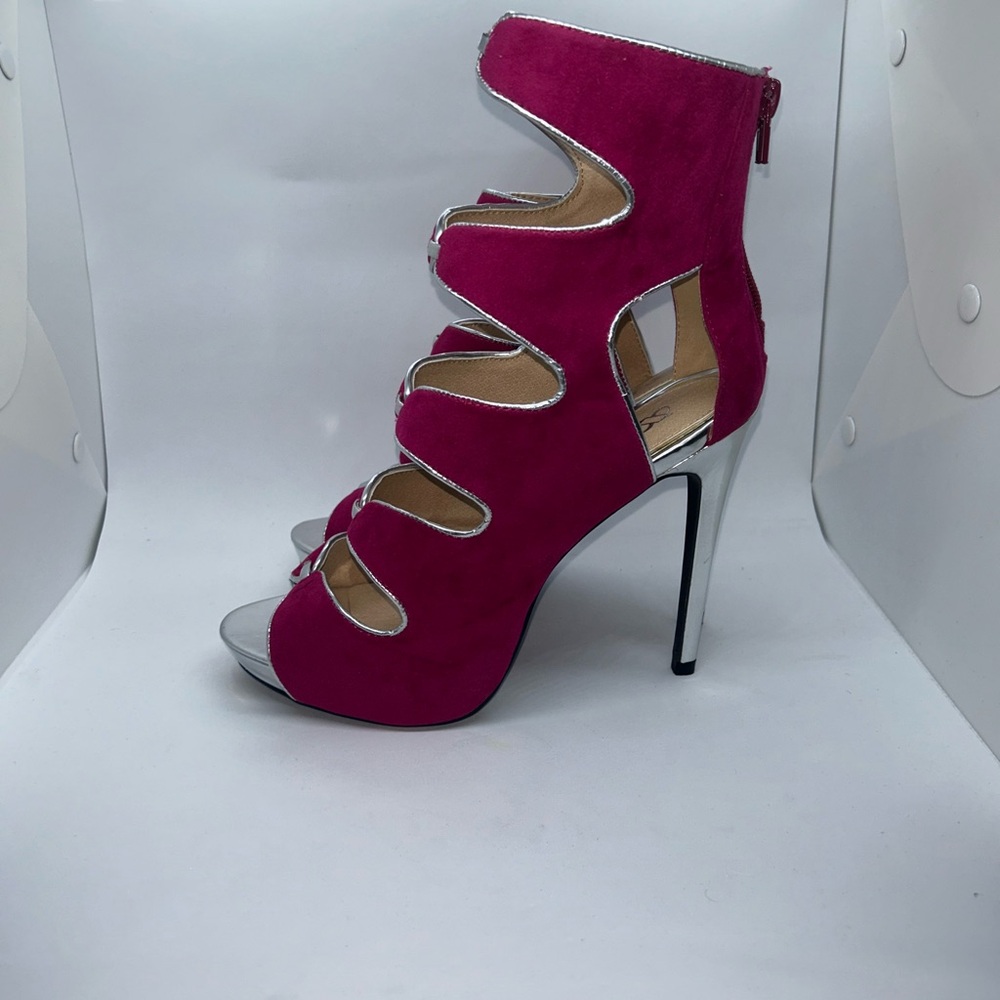 Chic Fuchsia and Silver Women's Heels